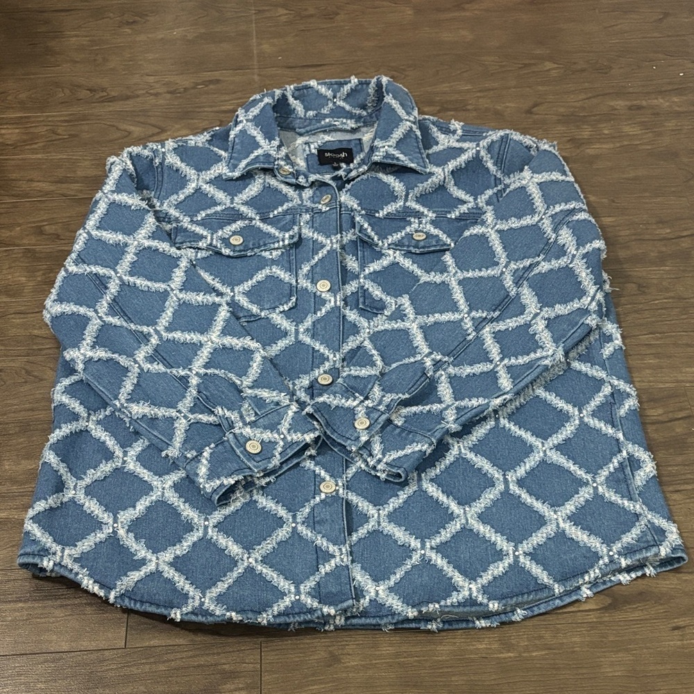 STOOSH Diamond Distressed Denim Jacket